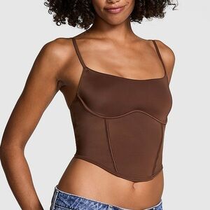 PINK Victoria Secret Ganache‎ Nude Soft Stretch Corset Top